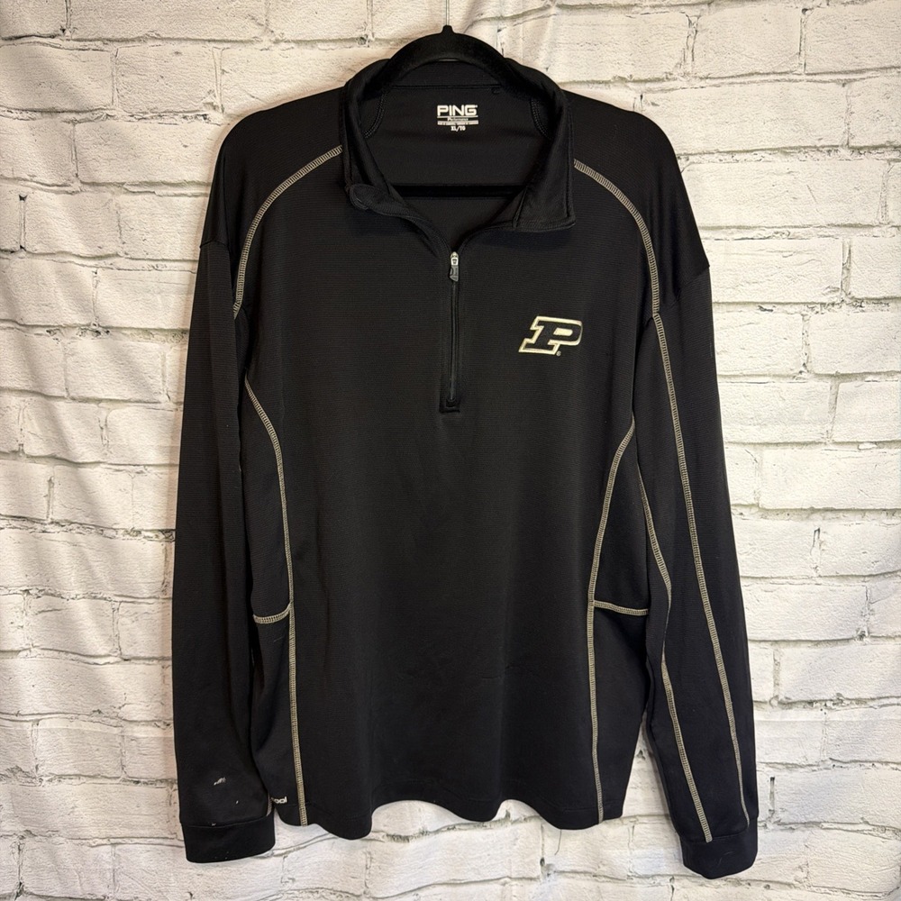 Ping Performance Purdue Boilermakers Quarter Zip Pullover Black Men's XL
